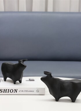 现代简约动物牛铸铁摆件客v厅卧室玄关书房电视柜样板房家居装饰