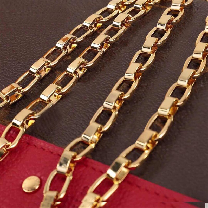 精琢老花包链8mm金扁链vavin包单肩斜挎链单买手U提化妆水桶邮差