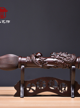 黑檀实木雕刻文昌笔摆件大笔w进财红木家居店铺装饰工艺品开业送