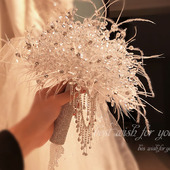 新娘手捧花材料包婚礼伴娘diy材料包森系水.钻手工捧花