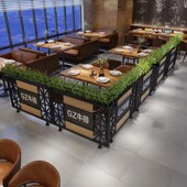 美式 工业风铁艺隔断创意火锅店屏风花架客餐厅简约半截围栏饭店墙