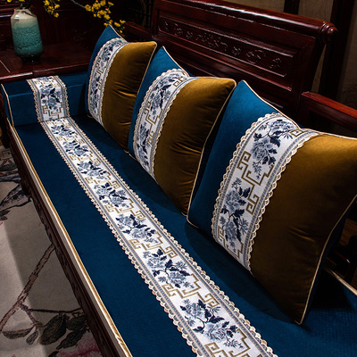 新中式红木沙发坐垫防滑四季通用实木家具罗汉床坐垫套罩盖布定制