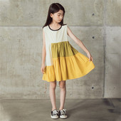 连衣裙母女装 女童纯棉s无袖 小女孩洋气娃娃裙背心裙 2021夏季 童装