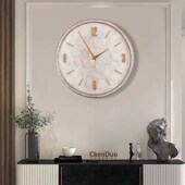 圆形轻奢黄铜挂钟现代客厅简约静音时钟家用时尚 创意静音石英钟表