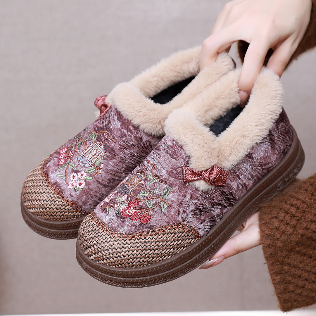 老北京布鞋女棉鞋冬季加绒加厚