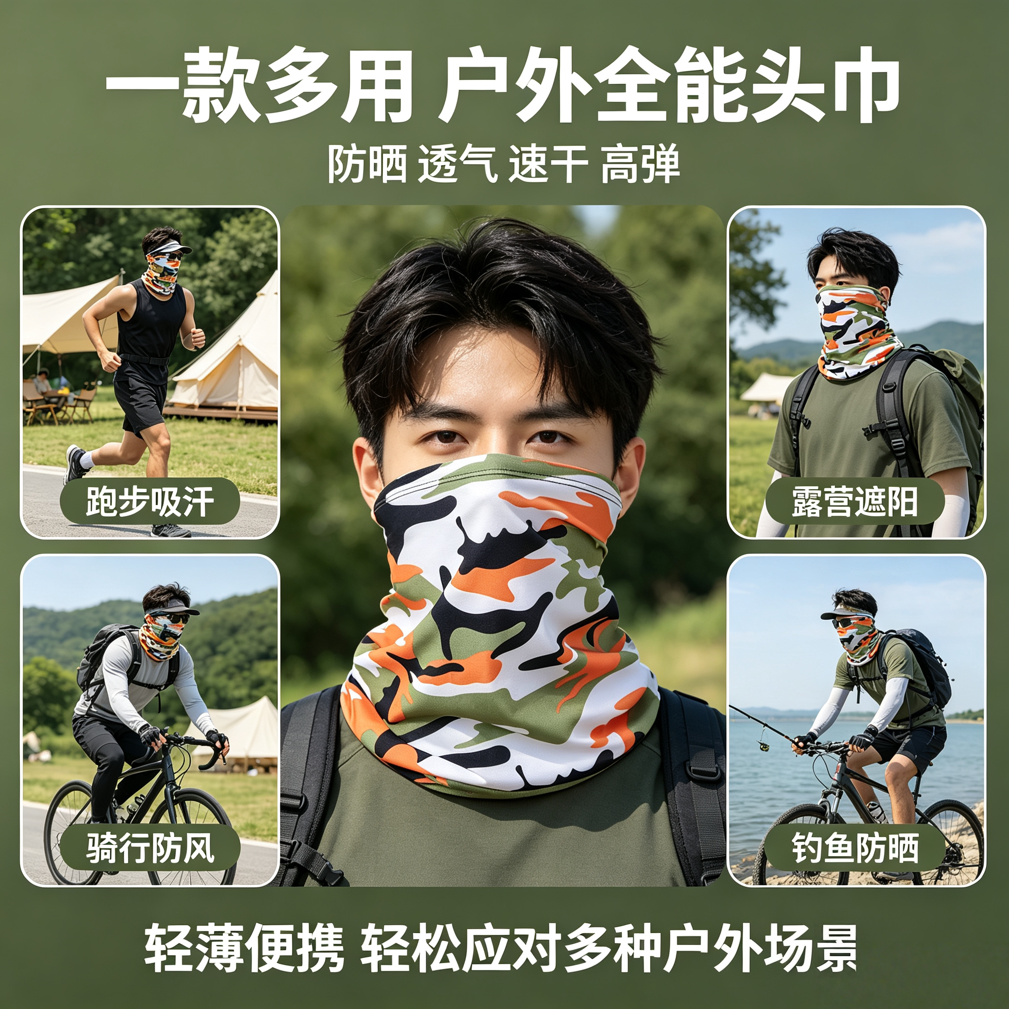 多功能魔术头巾颈部防护脖套夏季户外骑行面罩牛奶丝防晒围脖面罩