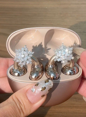 华为freeclip旋转满钻雪花耳机钻扣小众气质耳机夹diy耳机装饰品