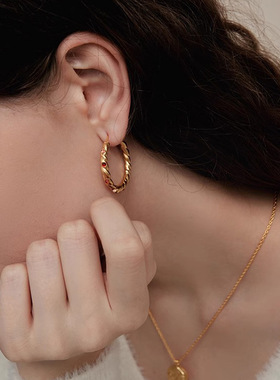 法式复古纯真年代油画蔷薇耳圈女轻奢高级感精致港风耳环新款耳饰