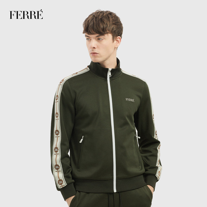ferre费雷男装时尚轻奢绿色立领夹克男秋季新款外套男821d311038