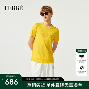 FERRE費(fèi)雷100%純棉親膚字母印花休閑短袖 T恤2025春夏百搭高級(jí)上衣