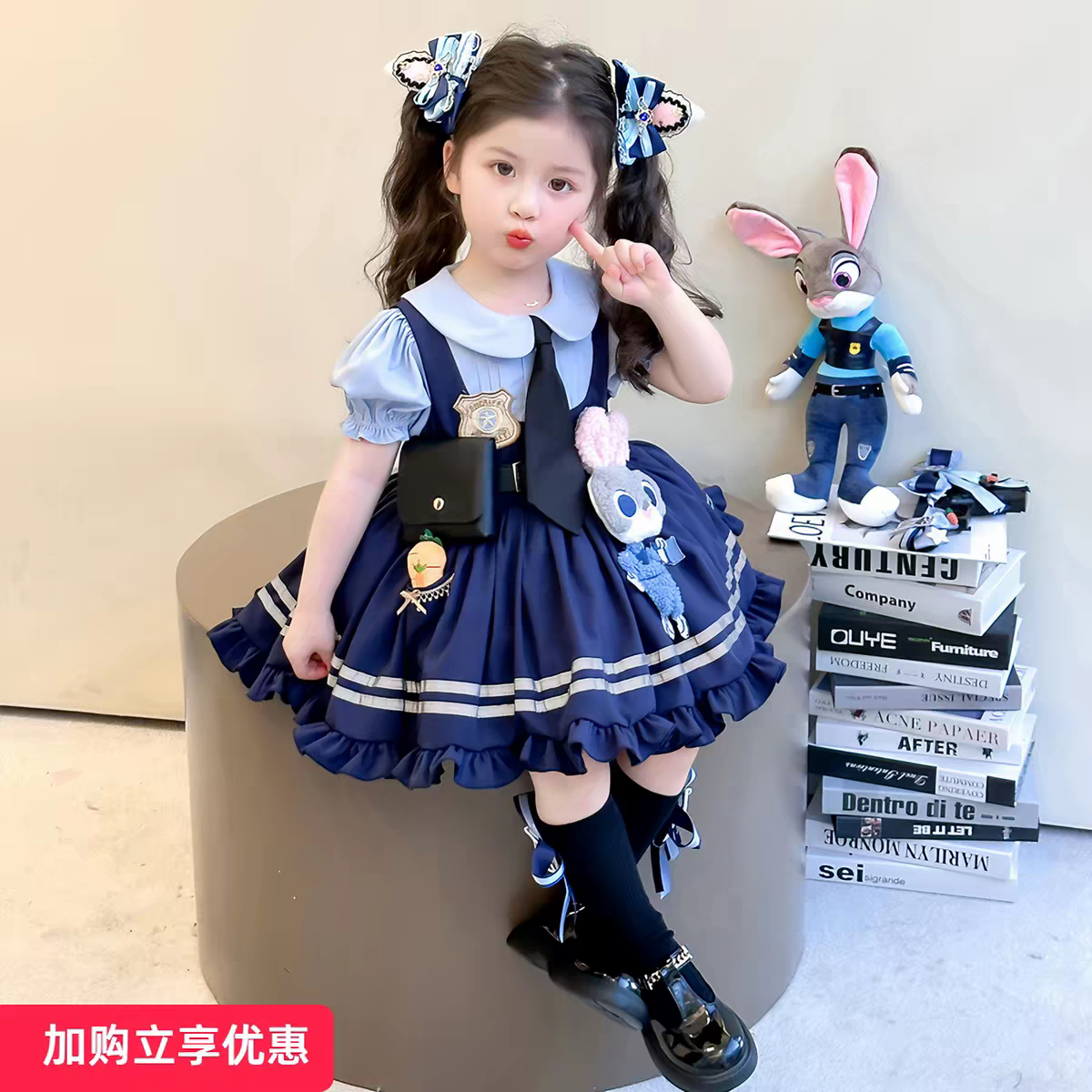 女童迪斯尼朱迪洛丽塔公主裙夏装图片