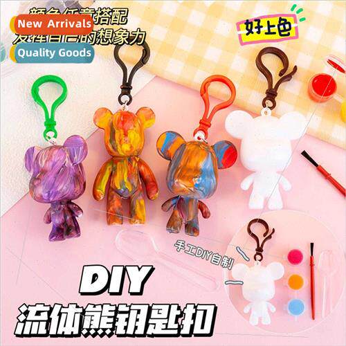 DIY fluid bear handmade creative pigment bear keychain kinde