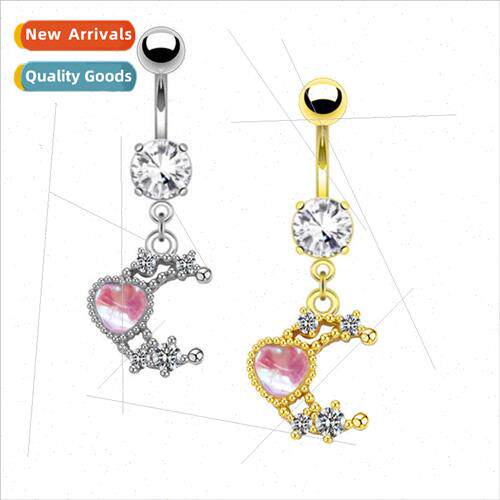 Europe Heart Moon Belly Button Ring Navette Navette Nail Zir