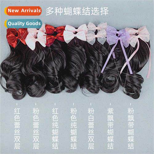 Children wig ponytail female chemical fiber long curly hair