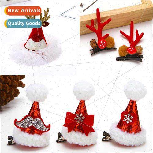 New Christmas hair clips cartoon antlers mink hair bclip hea