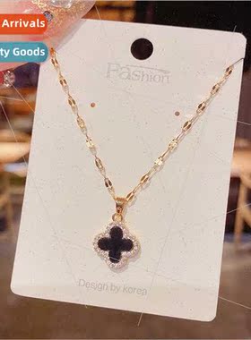 2021 fall new double-sided four-leaf flower tanium steel nec