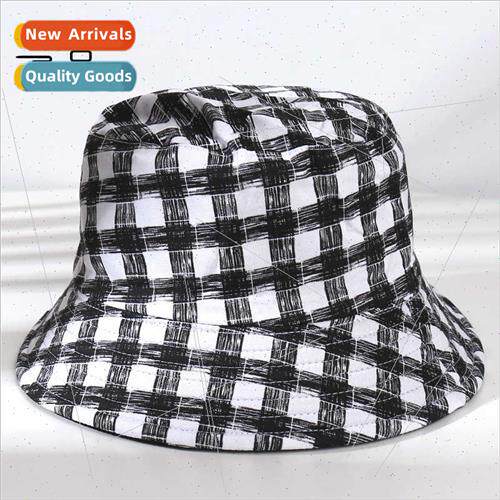 Spring Autumn black whe plaid fisherman hat female outdoor s
