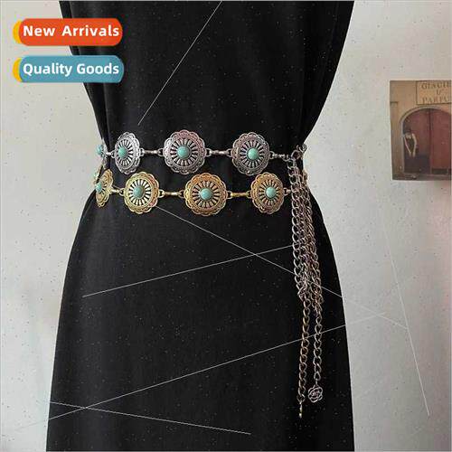 Vintage bohemian imation turquoise waist chain female fine s