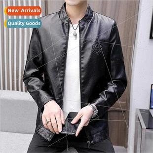 Leather Jacket Coat 2023 Handsome Men Motorcycle Clothe Fall
