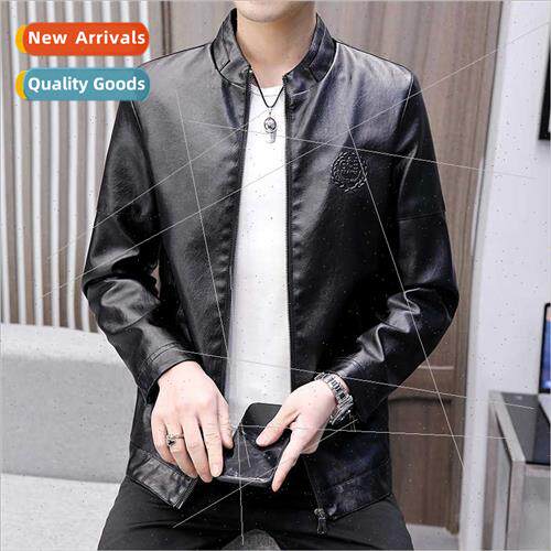 2023 Fall Men Leather Jacket Coat Motorcycle Handsome Clothe
