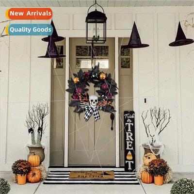 Halloween new 2023 flowers to mess wh grass skull wreath fro