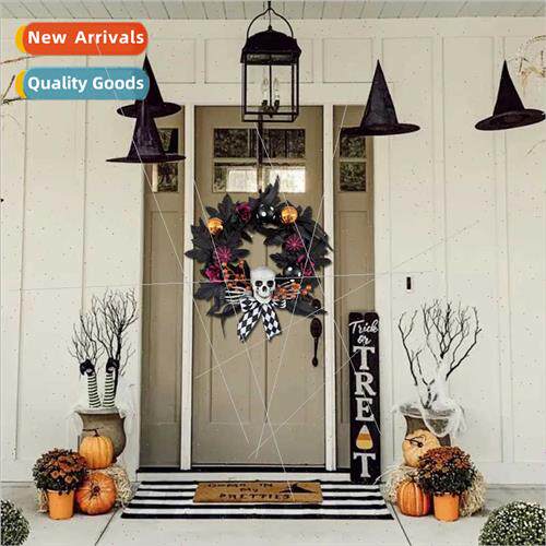 Halloween new 2023 flowers to mess wh grass skull wreath fro