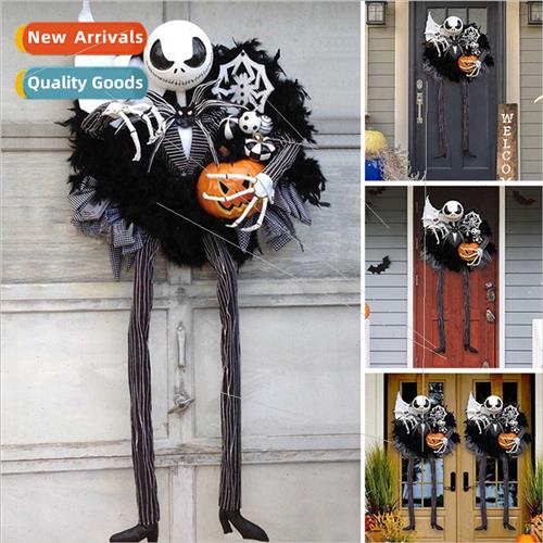 New Halloween Scary Pumpkin Wreath Door Hanging Holiday Part