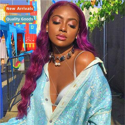 Europe wig women purple center parted water ripple curly hai