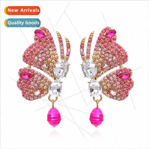 Creative fashion butterfly earrings inlaid wh diamonds cute