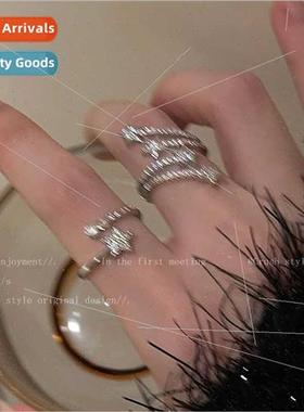 Glter diamond star zirconia ring women ins niche index finge