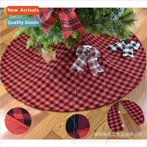 Whe Long Short Plush Christmas Tree Skirt Red Black Plaid Bl