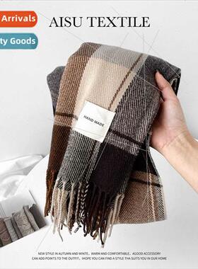 Autumn winter plaid scarf women imation cashmere scarf simpl