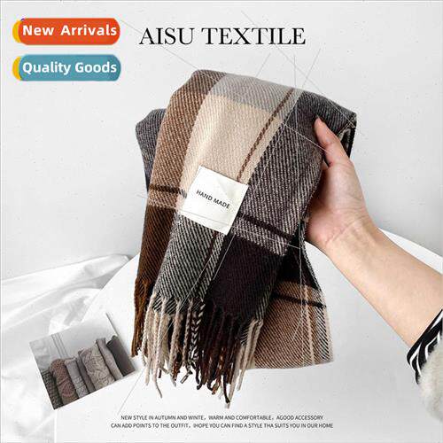 Autumn winter plaid scarf women imation cashmere scarf simpl