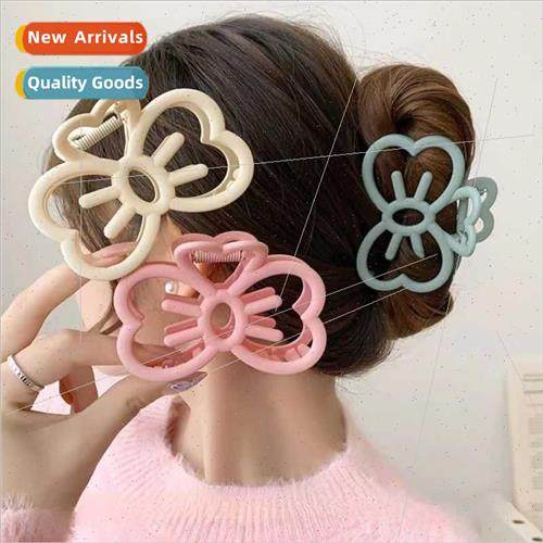 Cute hollow cat bow hair clips girls back head plate hair gr