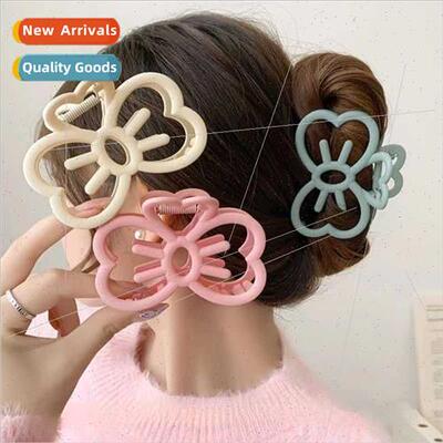 Cute hollow cat bow hair clips girls back head plate hair gr