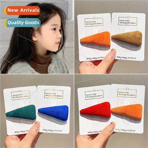 Teenage candy color triangle sponge colorful side clip suede