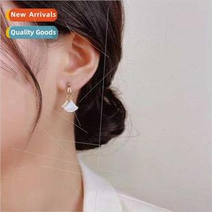 fan shaped earrings S925 ins needle tide silver