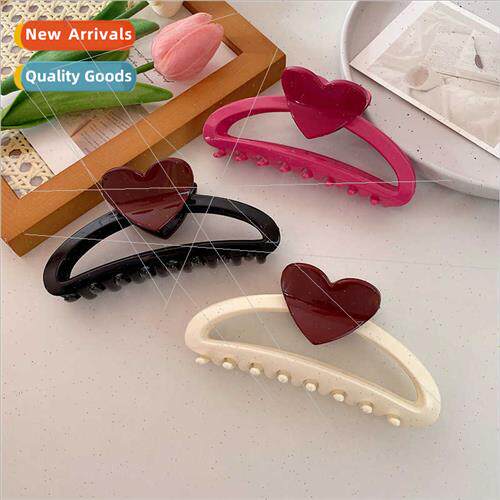 Korea 2024 new large love heart hair clips female senior sen