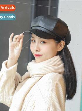 Hat female spring fall days Englleather octagonal cap Korean
