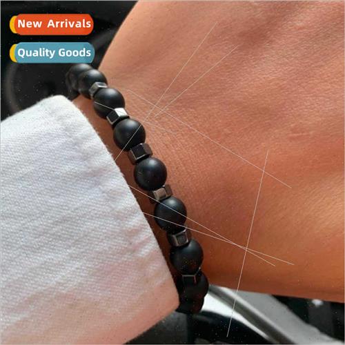 New  handmade geometric charm tiger eye stone onyx bracelet