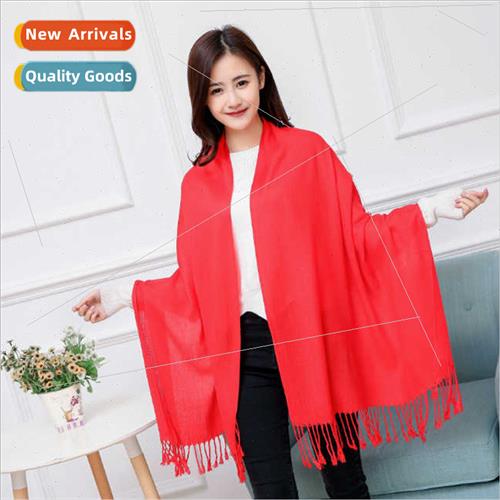 Chinese red imation cashmere annual gift printing logo embro