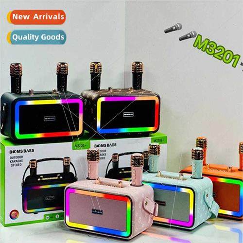 M3201+ Retro Leather Bluetooth Speaker Subwoofer Portable Po