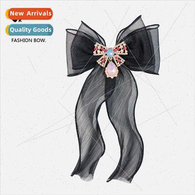 Korean French colorful pearl bow coat neckline fishtail yarn