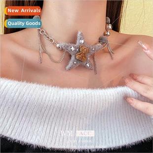 orb tassel winter star collarbo fall bear ins Plush necklace