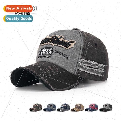 Ragged hole fly edge washed do old baseball cap embroidered