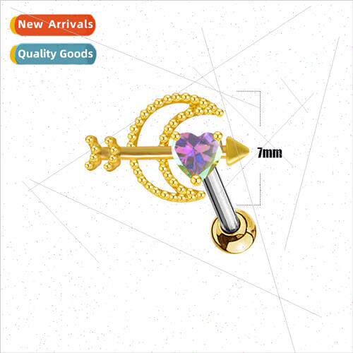Earrings Europe an arrow through heart earrings ear bone stu