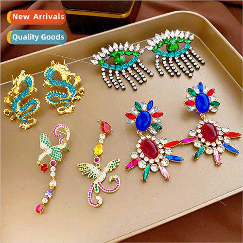 Earrings Colorful Diamond Studs Work