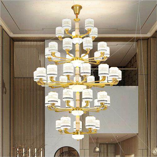 Villa living room large chandelier duplex building in stairc