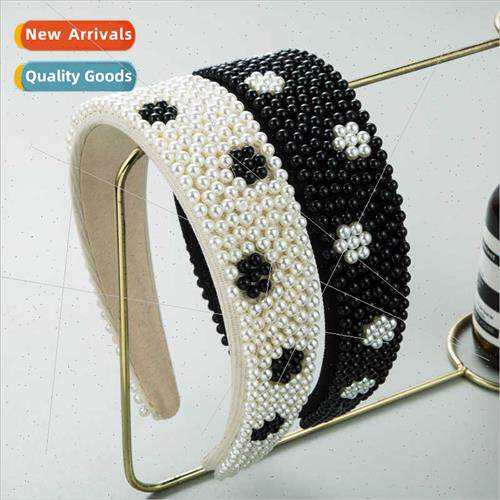 Hair bands Europe fashion full pearls wide side headband new