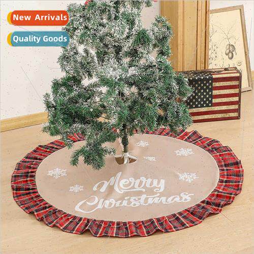 2023 New Christmas Tree Skirt Burlap Tree Skirt Plaid Christ